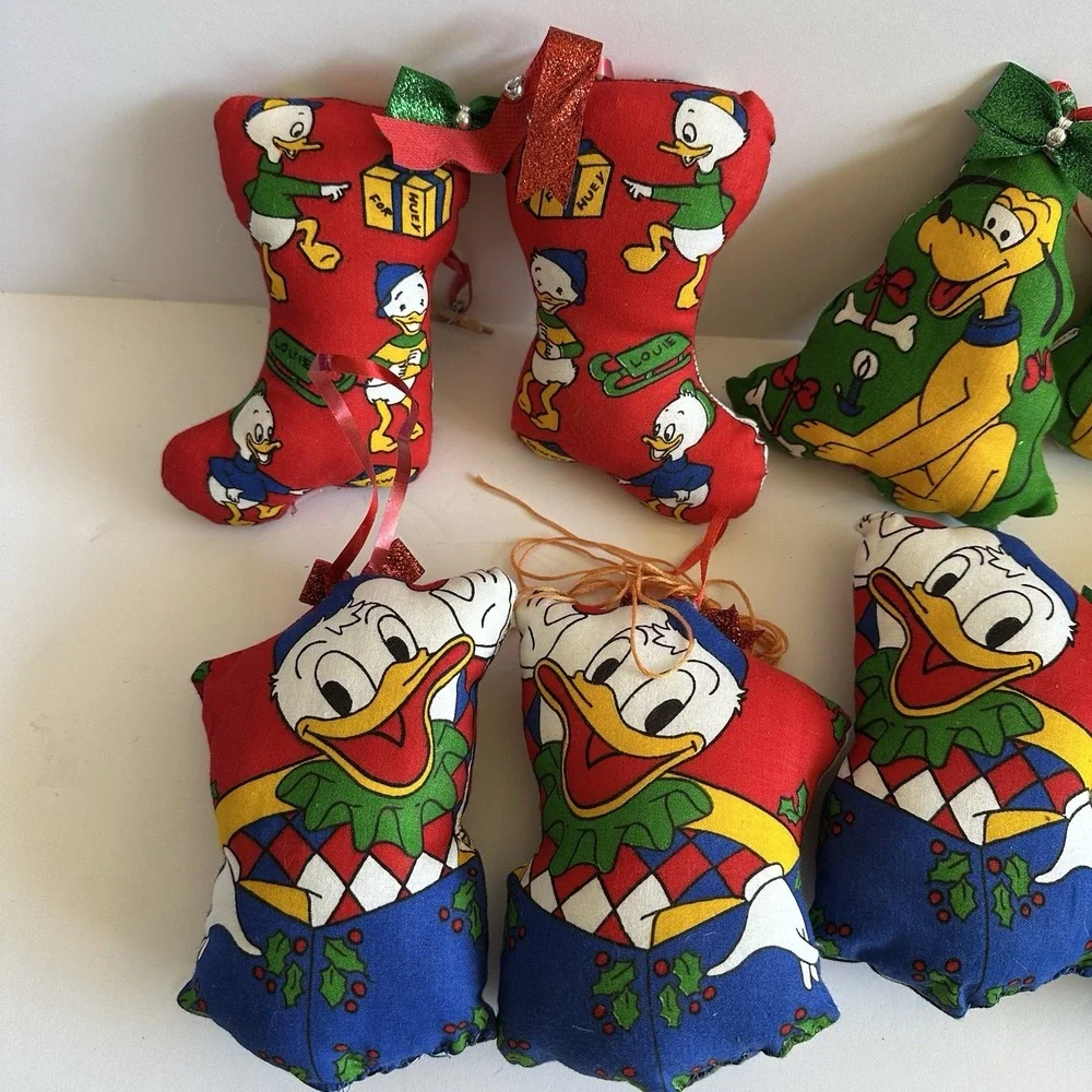 10 Vintage Stuffed Plush‎ Mickey Disney Chacters Christmas Tree Ornaments